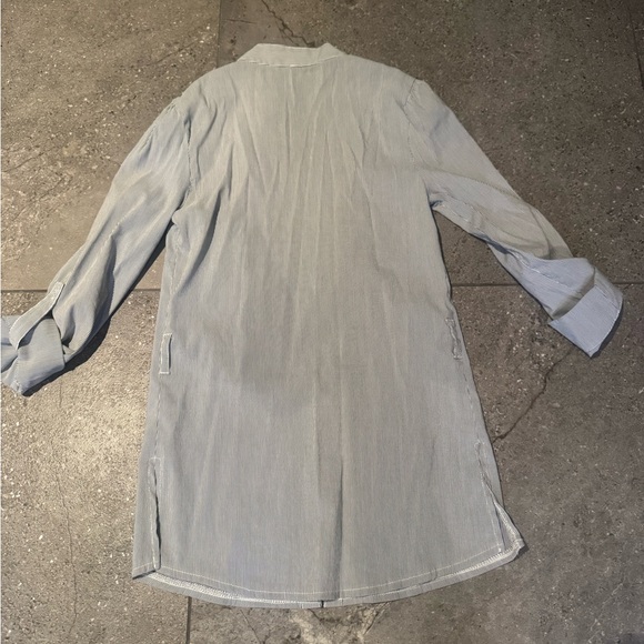 Light Blue Ruffle Front Button-Down shirt - Picture 5 of 5